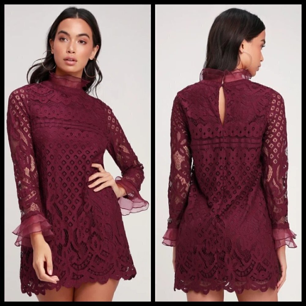 💕LULU'S💕 Love and Joy Lace Long Sleeve Dress